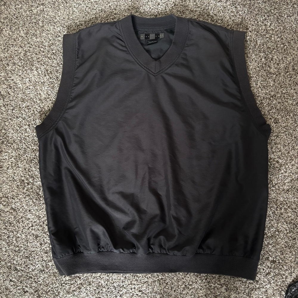 Vintage Nike Golf Windbreaker Vest Men’s XL Black V-Neck Sleeveless Pullover